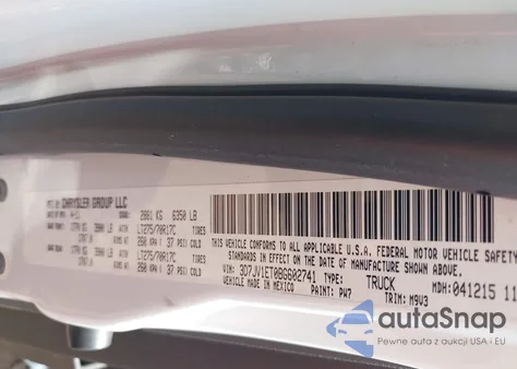2011 Dodge Ram 1500 z USA, uszkodzony, nr VIN 3D7JV1ET0BG602741